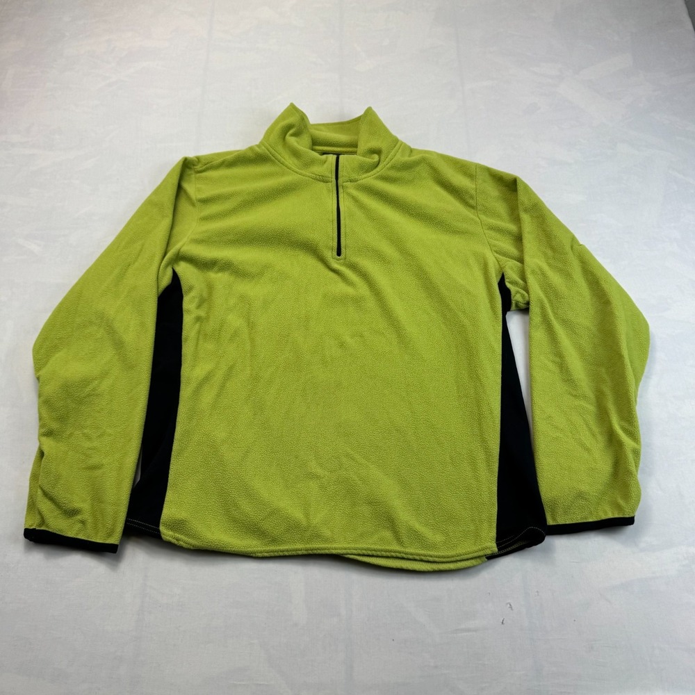 Prospirit Fleece Sweatshirt Womens Medium Green Black Long Sleeve Quarter Zip